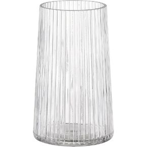 Clear Glass Vase for Flower, Glass Flower Vase, Flower Vase for Bouquet, Modern Glass Vase, Ribbed Glass Vase for Living Room, Bedroom, Dining Table, Office, Wedding, Centerpieces, 8 Inches
