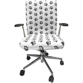 Ambesonne Cat Office Chair Slipcover, Geometric Colorful Cats Abstract Composition Cultural, Protective Stretch Decorative Fabric Cover, Teal Purple