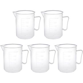 uxcell Measuring Cup 250ml PP Plastic Graduated Beaker Transparent with Handle for Lab Kitchen liquids 5pcs
