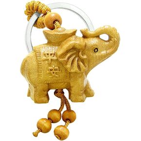 Elephant Gifts for Women - Lucky Feng Shui Keychain - Protection Power Amulet - Sandal Wood Good Luck Charms