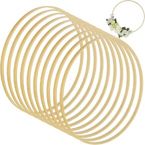15PCS 12 Inch Wooden Floral Hoops for Crafts - Bamboo Craft Hoops Wood - Wooden Circle Hoops for Crafts DIY Dreamcatchers
