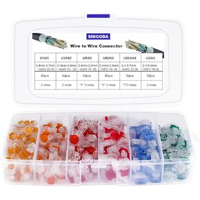 Wire Connectors Assortment Kit,SINCODA 220 PCS Waterproof Telephone Line Connector, Data Phone Wire Butt Splice Ports K1/K2/K3/K4/K5 Crimp Terminal Connectors Assortment Kit
