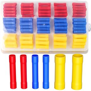 Butt Splice Crimp Connectors Kit, 22-10AWG Butt Splice Connectors Assorted Insulated Electrical Straight Wire Terminal Connectors (with Storage Box)