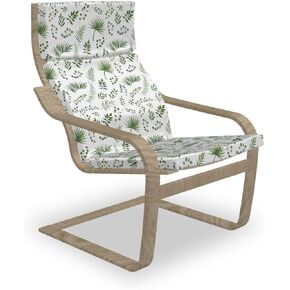 Ambesonne Orange Armchair Pad and Slipcover, Kids Theme Girlish Pattern with Doodle Flowers and Green Leaves, 1 Piece Soft Cushion Replacement with Removable Cover, Apple Green