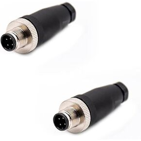 2 Pcs Ethernet M12 Connector, Field Wireable Waterproof Straight 4 Pin A Code Connector Unshiled IP67 Industrial Male Plug Adapter for Cable