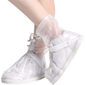 Waterproof Shoe Cover, Reusable Thickening Slip Proof Bottom Overshoes with Zipper and Ankle Elastic Band, Keep Shoes Dry and Clean in Rain Snow and Mud