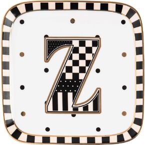 MACKENZIE-CHILDS Monogram Dish, Decorative Ceramic Letter Plate, 5 3/4" Square, K in Saudi Arabia