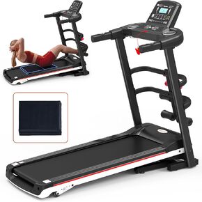 Ksports Treadmill Bundle | Electric Folding Incline Treadmill with Auto/Manual Incline, Sit Ups Rack/Strap & Ab Mat, Dumb Bells (only for AEP & LJJ models) | Running Machine with Bluetooth Smart APP