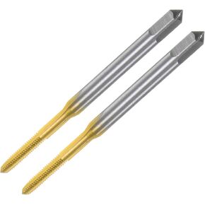uxcell 2pcs Metric Thread Taps M2 x 0.4 H2 Titanium Coated High Speed Steel Straight Flute Screw Thread Milling Machine Taps Threading Tapping Repair Tool