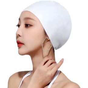 Swim Cap Swimming Cap Pure White Swim Cap for Men Women of Short Hair Silicone Swim Hat Swimming Hat for Youth Adult