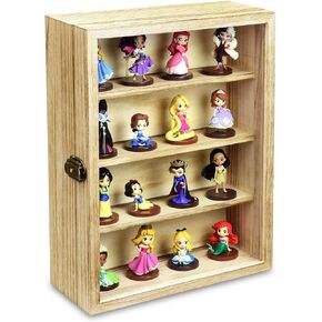 Ikee Design Wall Mounted Collectible Display Shelves Case Shadow Box with a Lock and Key and Tempered Glass Top for Displaying Your Valuable and Collection, 12.2 W x 5.4 D x 16.1 H in