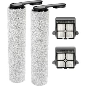 (4 Pieces) Replacement Brush Rollers and HEPA Filters Compatible with Tineco Floor ONE S6/ S7 PRO Smart Cordless Wet Dry Vacuum Cleaner, 2 Brush Rollers, 2 HEPA Filters