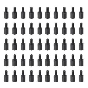 YOKIVE 50 Pcs M2.5 Standoff Screws, Nylon Hex PCB Standoffs with High Insulation Effect, Keep Height Consistent, Great for Motherboard (Black, 5mm+6mm)