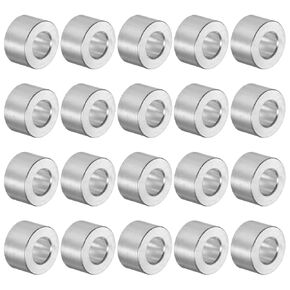 uxcell 20pcs Aluminum Spacer 5mm Bore 10mm OD, 1/4" Length Screw Standoff Bushing Plain Finish Round Spacer for M5 Screws Bolts and Rods