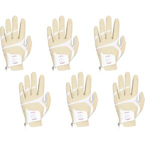Men's Golf Glove Premium Synthetic Leather,Stable Grip,Six Pack，Four Colors to Choose from White/Sky/Beige/Red