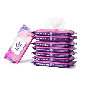 Bim Bam Boo | Flushable Wet Wipes | 100% Plant Based | Extra-Large Size Durable Bamboo | Body Safe, Smooth on Skin, Hypoallergenic | 42 Wipes Per Pouch - 8 Pouches | 366 Total Wipes