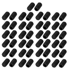 uxcell M3x6mm Metric Carbon Steel Hex Socket Set Flat Point Grub Screws Black for Towel Rack Door Knob 50pcs