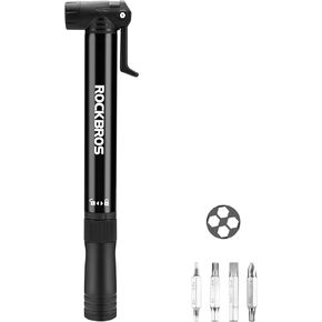 ROCKBROS Mini Bike Pump Presta Schrader 80PSI Portable Bicycle Tire Pump with Multitool,Bike Tool Kit Aluminum Alloy Frame Pump for Road & MTB Bike