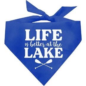 Life Is Better At The Lake Dog Bandana (Royal, OS 563)