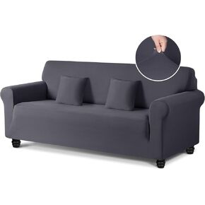 أغطية أريكة قابلة للتمدد من TAOCOCO، أغطية للأريكة مكونة من 3 وسائد وأريكة وغطاء أريكة غير قابل للانزلاق وصديق للحيوانات الأليفة وواقي أثاث قابل للغسل مع قاع مرن وقطعتين من أكياس الوسائد (أريكة 72 بوصة - 92 بوصة، رمادي رصاصي) in Kuwait