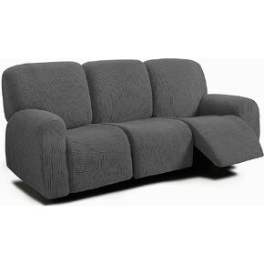 ULTICOR Extra Wide 75" - 100", Reclining 2 Seater Sofa Cover, Extra Wide Reclining Love Seat Slipcover, 6-Piece Jacquared Fabric, Reclining Sofa Covers, Thick, Soft, Washable (Style 4) (Black)