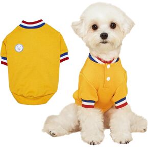 FLOT Designer Dog Shirt with Buttons Premium Materials Tailored Fit Luxury Sweater Designed and Made in Korea (Yellow) Small