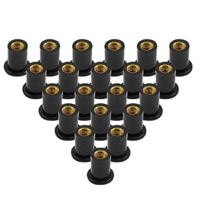 25PCS M5 Neoprene Well Nut, Brass Bolt Well Nut Kit for Motorcycle Windscreen Kayak Boats, with Stainless Steel M5 x 25mm Screws