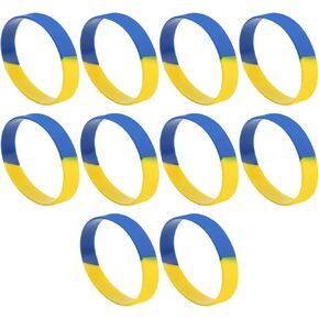 Ukrainian Rubber Bracelets, 10PCS 1.2CM Width Ukraine Flag Bracelets Wristband for Sports Fan Supporter Men Women