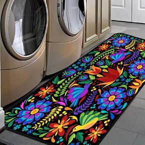Colorful Mexican Floral Doormat Area Rugs Floor Mat for Patio Front Door Entry Garage Kitchen Bathroom 20x59 in