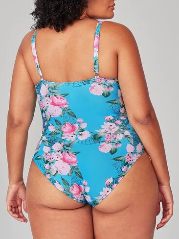 CUPSHE Women Swimsuit Plus Size One Piece Bathing Suit Ruched Tummy Control Front Crisscross V Neck in Saudi Arabia