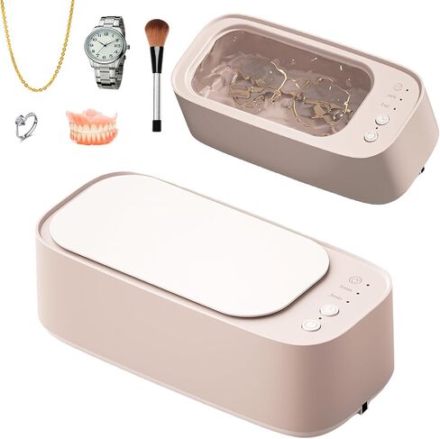 Ultrasonic Jewelry Cleaner, 48KHz Professional Portable Ultrasonic Jewelry Cleaner Machine with 3 Modes Digital Timer for Eye Glasses, Watches, Ring, Earring, Necklaces, Dentures, Makeup Brush (Pink) in Saudi Arabia