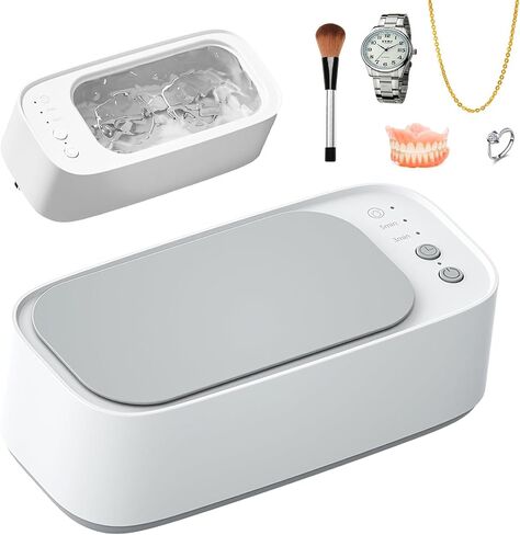 Ultrasonic Jewelry Cleaner, 48KHz Professional Portable Ultrasonic Jewelry Cleaner Machine with 3 Modes Digital Timer for Eye Glasses, Watches, Ring, Earring, Necklaces, Dentures, Makeup Brush (Pink) in Saudi Arabia