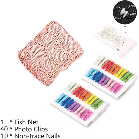 Fishing Net Hanging Photo Display with 40 Clips Cute Beach Theme Decor Kids Toy Storage and Cool Bedroom Decoration in Saudi Arabia