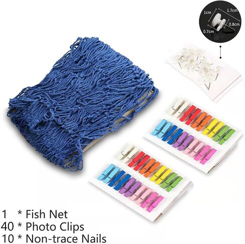 Fishing Net Hanging Photo Display with 40 Clips Cute Beach Theme Decor Kids Toy Storage and Cool Bedroom Decoration in Saudi Arabia