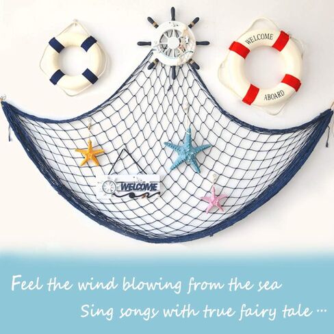 Fishing Net Hanging Photo Display with 40 Clips Cute Beach Theme Decor Kids Toy Storage and Cool Bedroom Decoration in Saudi Arabia