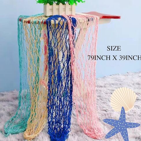 Fishing Net Hanging Photo Display with 40 Clips Cute Beach Theme Decor Kids Toy Storage and Cool Bedroom Decoration in Saudi Arabia