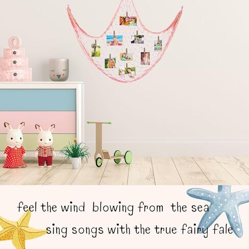 Fishing Net Hanging Photo Display with 40 Clips Cute Beach Theme Decor Kids Toy Storage and Cool Bedroom Decoration in Saudi Arabia
