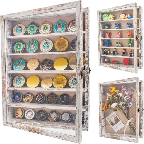 11x14 Wooden Shadow Box Frame with Removable Shelves Deep Display Case for Military Medals Keepsakes Black in Saudi Arabia