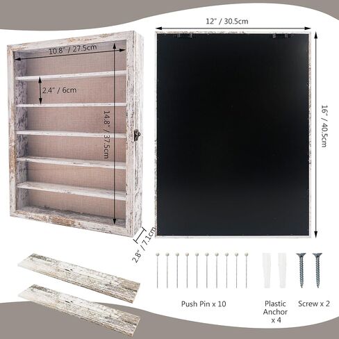 11x14 Wooden Shadow Box Frame with Removable Shelves Deep Display Case for Military Medals Keepsakes Black in Saudi Arabia