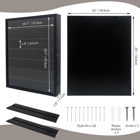 11x14 Wooden Shadow Box Frame with Removable Shelves Deep Display Case for Military Medals Keepsakes Black in Saudi Arabia