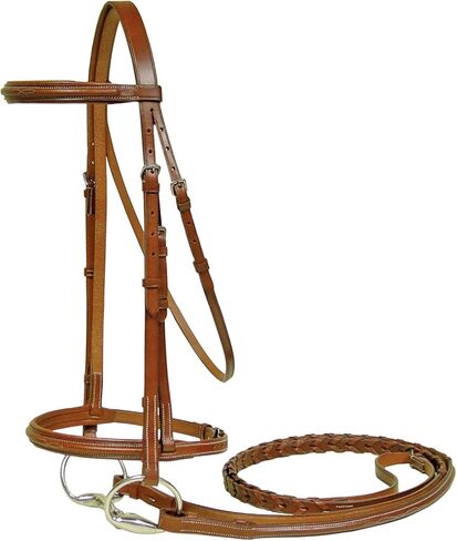 Derby Originals Paris Tack Padded Raised Fancy Stitched Leather English Schooling Bridle with Laced Reins in Saudi Arabia