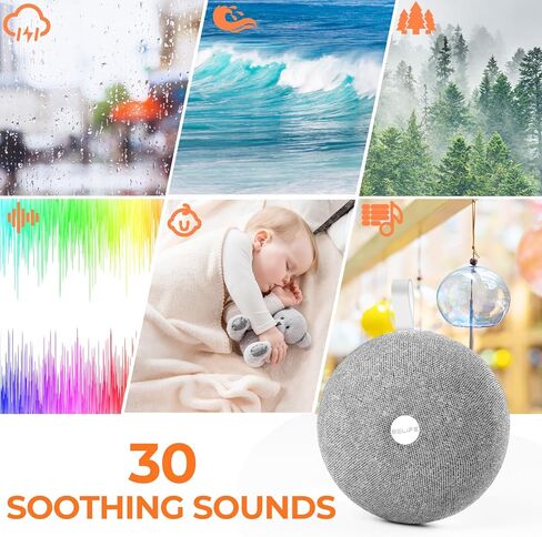 White Noise Sound Machine with 30 Soothing Sounds 16 Colors Night Light White Noise Machine for Adults Baby Kids Sleep Machines Memory Function 36 Volume Levels 5 Timers for Home Office Travel in Saudi Arabia