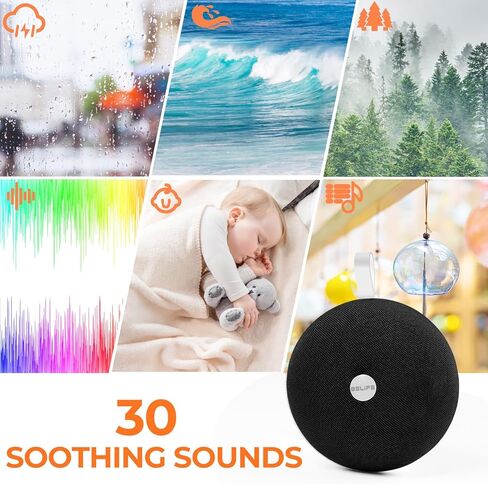آلة صوت الضوضاء البيضاء مع 30 صوتًا مهدئًا، 16 لونًا ضوء ليلي، آلة ضوضاء بيضاء للبالغين والأطفال، آلات النوم، وظيفة الذاكرة، 36 مستوى صوت، 5 مؤقتات للسفر في المنزل والمكتب in Kuwait