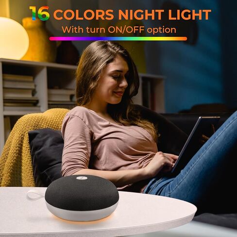 آلة صوت الضوضاء البيضاء مع 30 صوتًا مهدئًا، 16 لونًا ضوء ليلي، آلة ضوضاء بيضاء للبالغين والأطفال، آلات النوم، وظيفة الذاكرة، 36 مستوى صوت، 5 مؤقتات للسفر في المنزل والمكتب in Kuwait