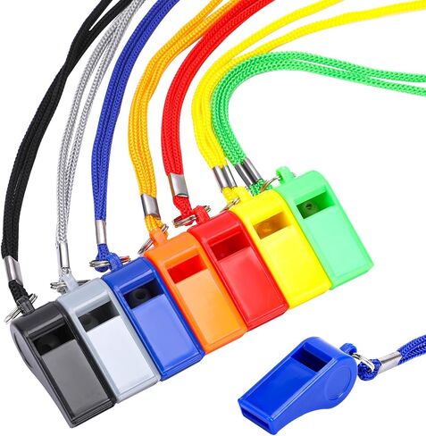Whistle for Coaches Plastic Whistles with Lanyard 7Pcs Sports Whistle for Coaches, Referee, Lifeguard, School, Soccer(Multicolor) in Saudi Arabia