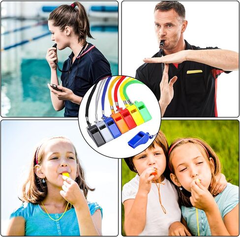 Whistle for Coaches Plastic Whistles with Lanyard 7Pcs Sports Whistle for Coaches, Referee, Lifeguard, School, Soccer(Multicolor) in Saudi Arabia