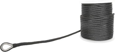 NovelBee 5/8 Inch X 300 Feet Double Braid Nylon Anchor Line with Stainless Steel Thimble and Plastic Chuck (Black) in Saudi Arabia