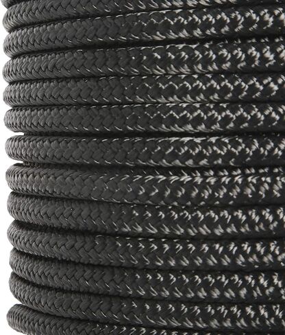NovelBee 5/8 Inch X 300 Feet Double Braid Nylon Anchor Line with Stainless Steel Thimble and Plastic Chuck (Black) in Saudi Arabia