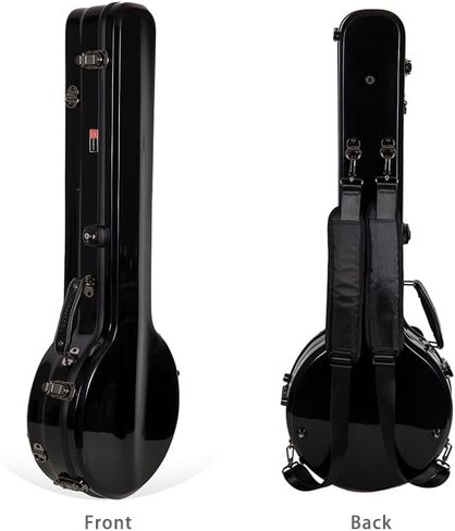 Crossrock Fiberglass Banjo Case fits Openback 17-Fret Tenor styles of Banjos, Includes Interior Compartment, Backpack Straps, Hygrometer, TSA Lock-Black (CRF2020SOBJBK) in Saudi Arabia