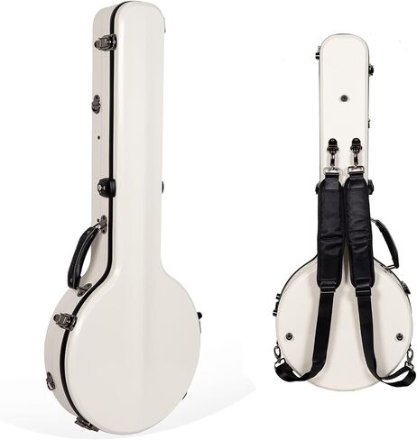 Crossrock Fiberglass Banjo Case fits Openback 17-Fret Tenor styles of Banjos, Includes Interior Compartment, Backpack Straps, Hygrometer, TSA Lock-Black (CRF2020SOBJBK) in Saudi Arabia